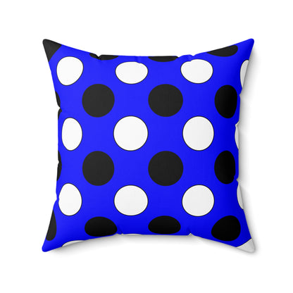 Blue, Black, White Retro Polka Dots Cushion Pillow