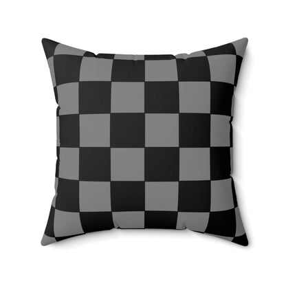 Grey, Black Retro Check Cushion Pillow