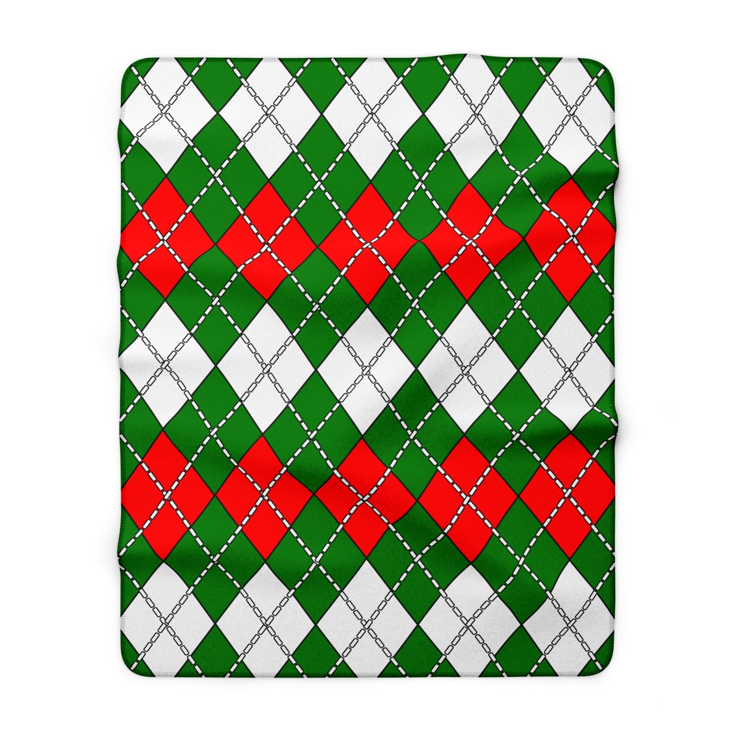 Green, White, Red Retro Argyle Blanket Throw