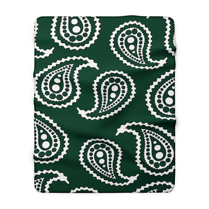 Dark Green, White Retro Paisley Blanket Throw