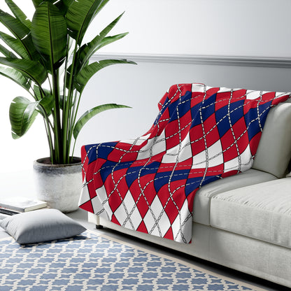 Saint Helena, Ascension And Tristan Da Cunha Retro Argyle Blanket Throw