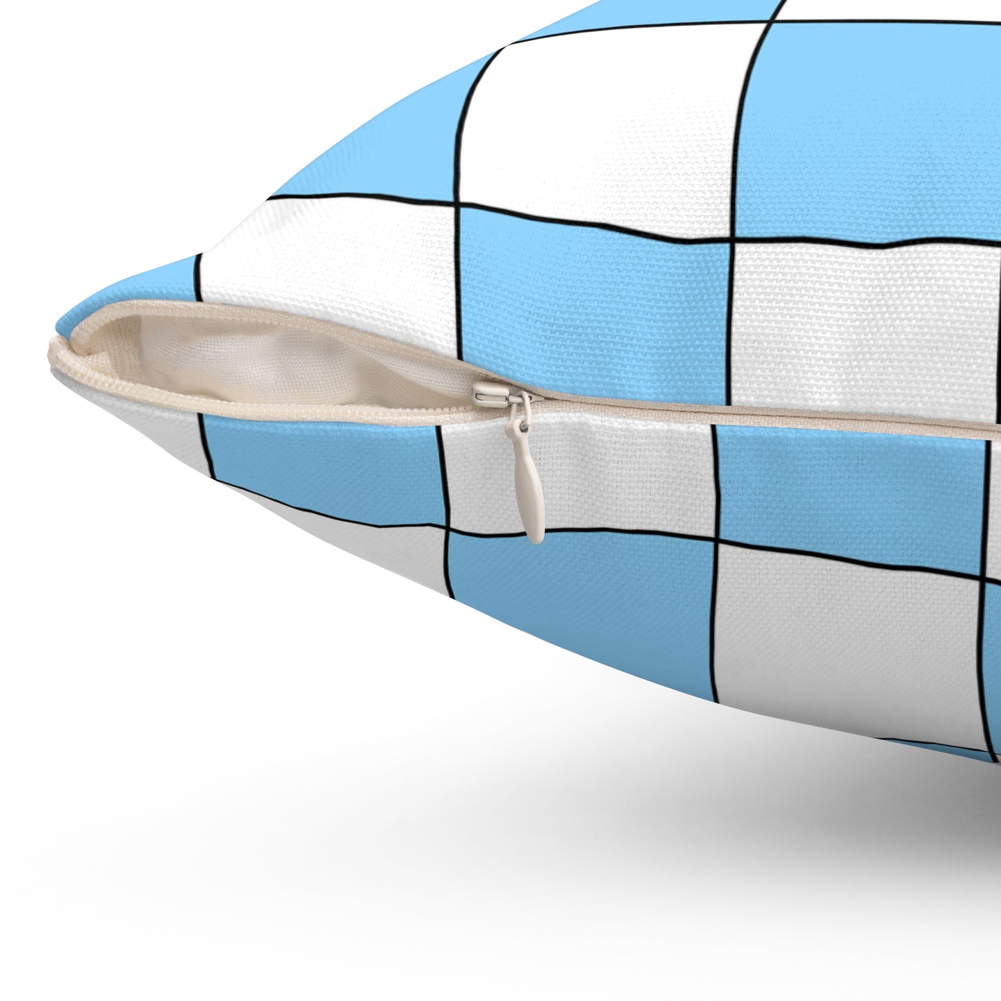 Light Blue, White Retro Check Cushion Pillow