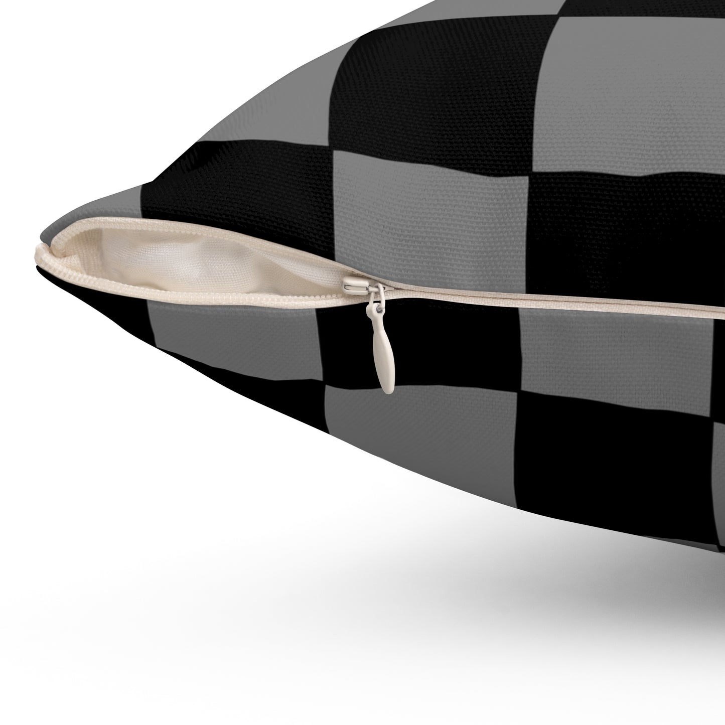 Grey, Black Retro Check Cushion Pillow