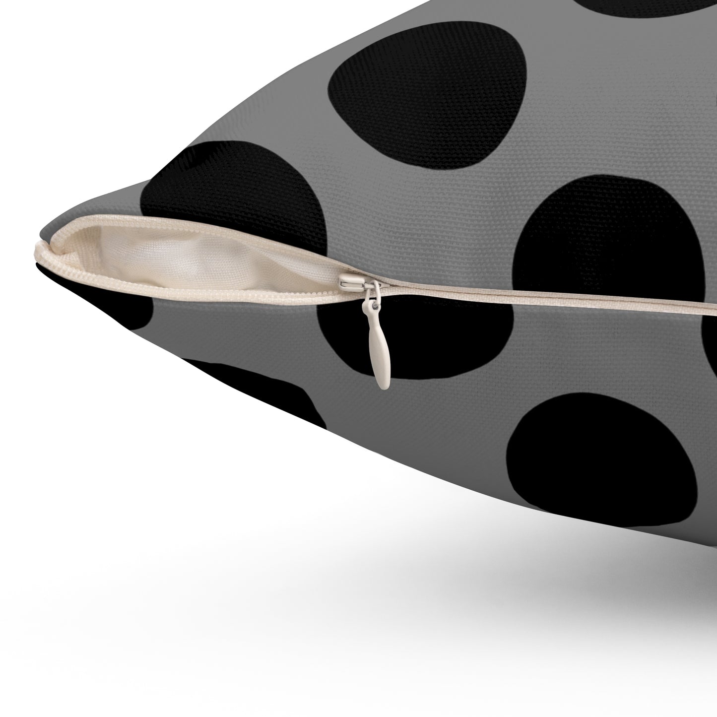 Grey, Black Retro Polka Dots Cushion Pillow