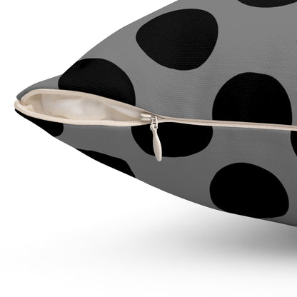 Grey, Black Retro Polka Dots Cushion Pillow