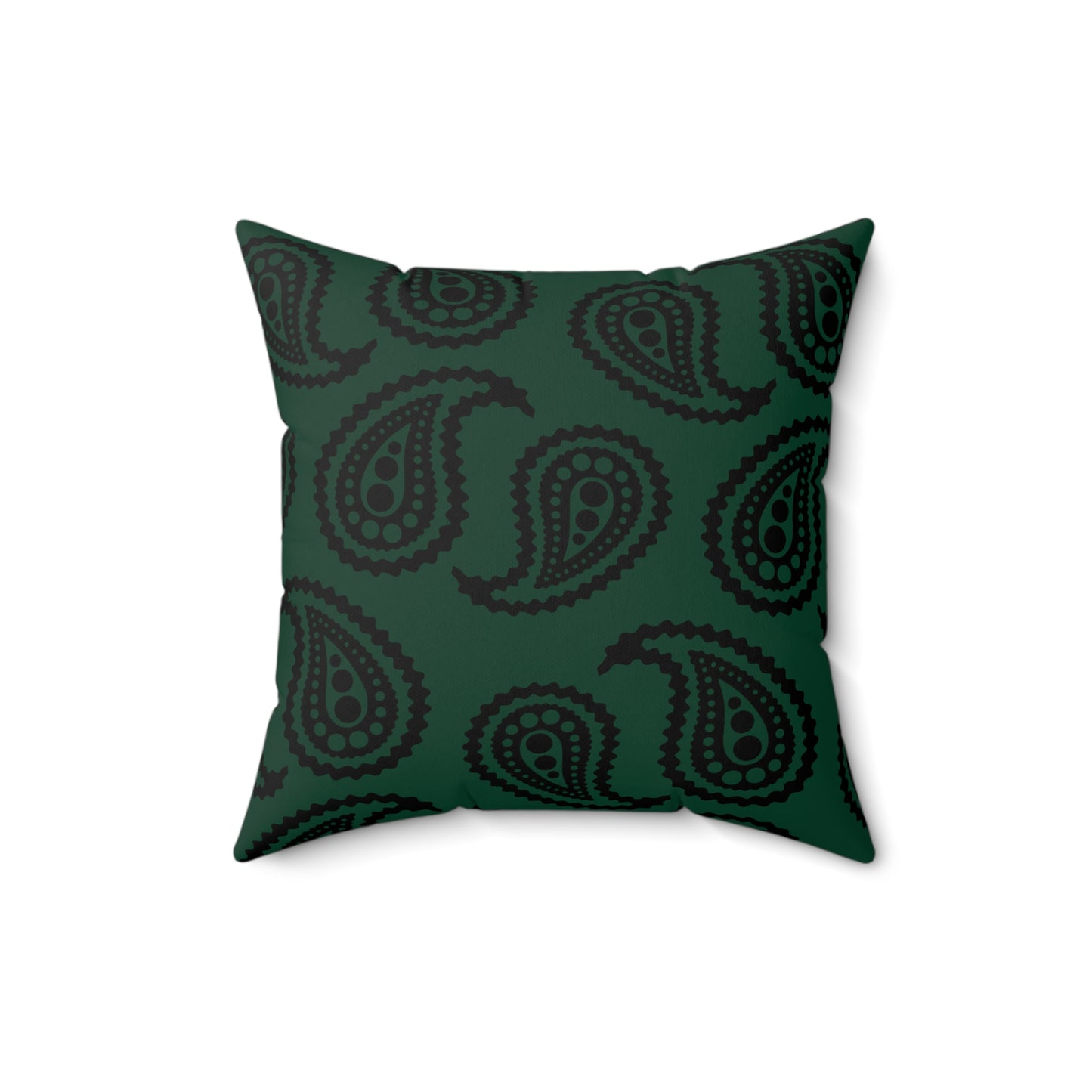 Dark Green, Black Retro Paisley Cushion Pillow