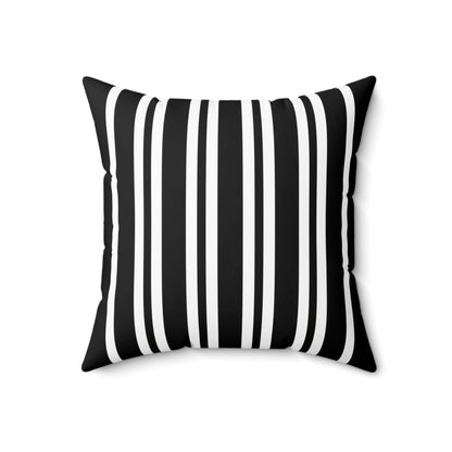 Black, White Retro Stripes Cushion Pillow