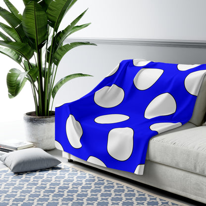 Blue, White Retro Polka Dots Blanket Throw