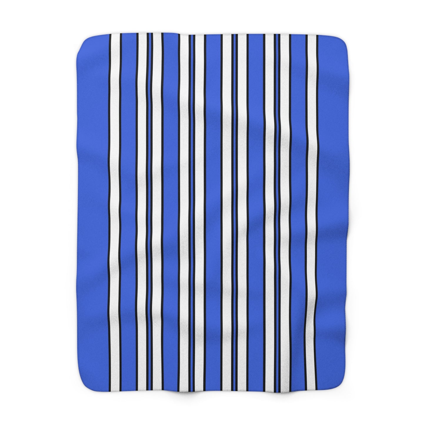 Royal Blue, White Retro Stripes Blanket Throw