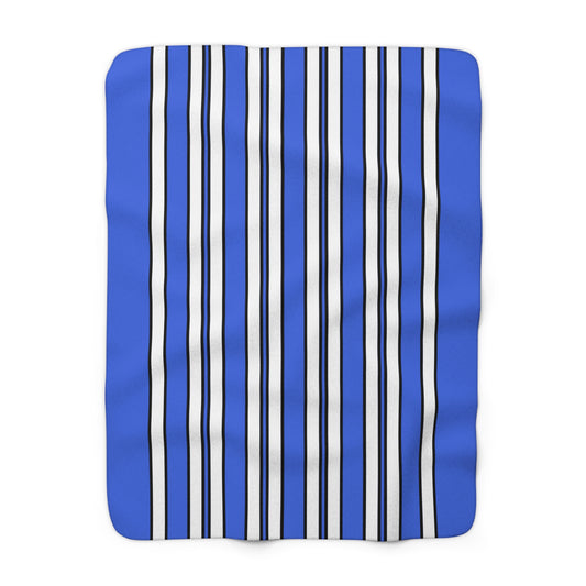 Royal Blue, White Retro Stripes Blanket Throw