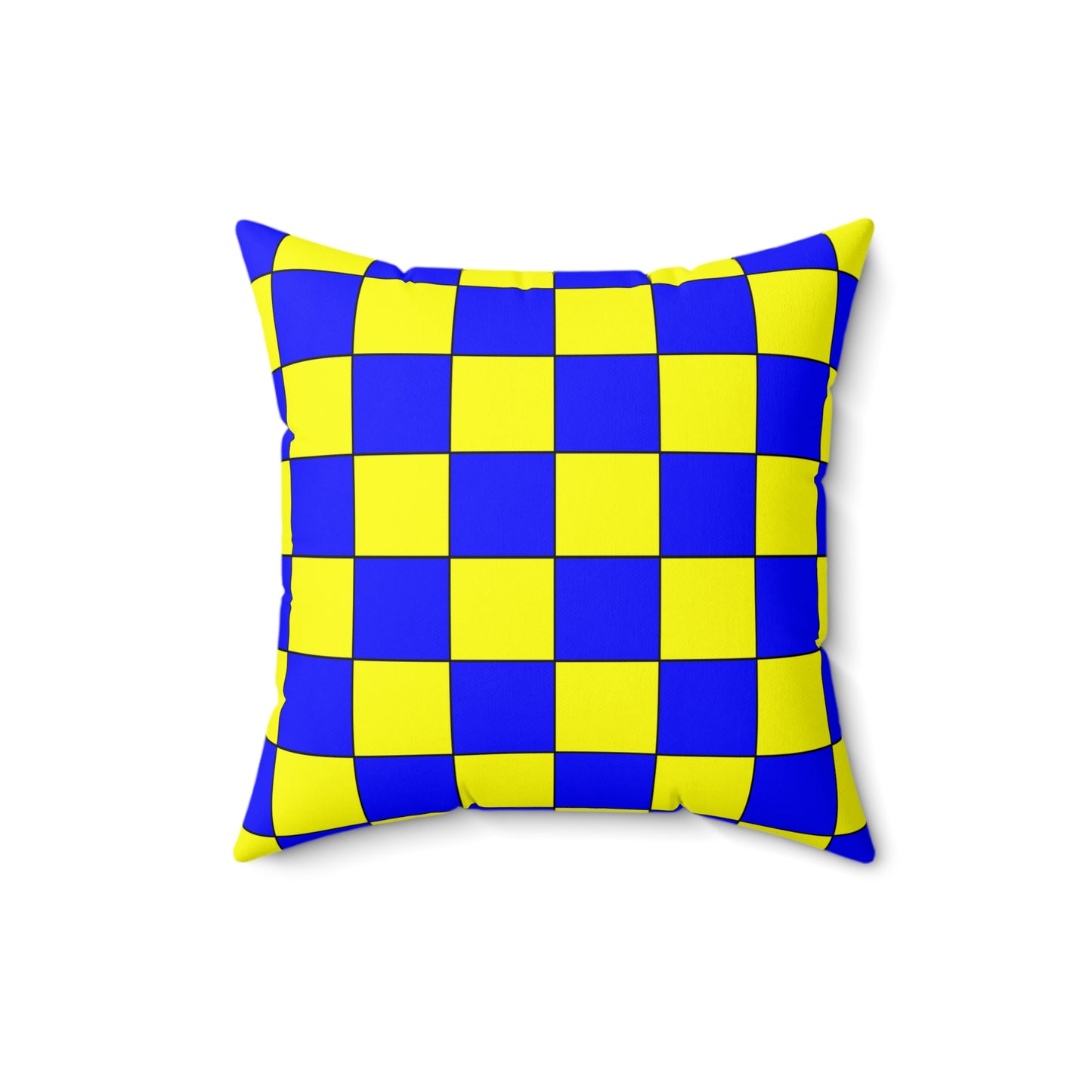 Yellow, Blue Retro Check Cushion Pillow