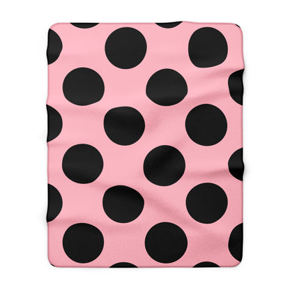 Pink, Black Retro Polka Dots Blanket Throw