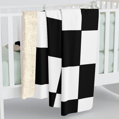White, Black Retro Check Blanket Throw