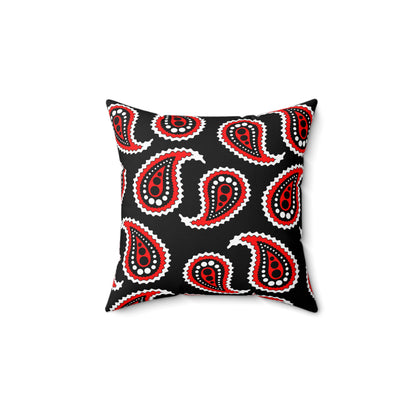 Black, White, Red Retro Paisley Cushion Pillow