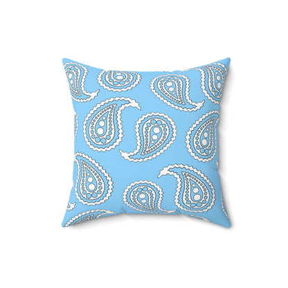 Light Blue, White Retro Paisley Cushion Pillow
