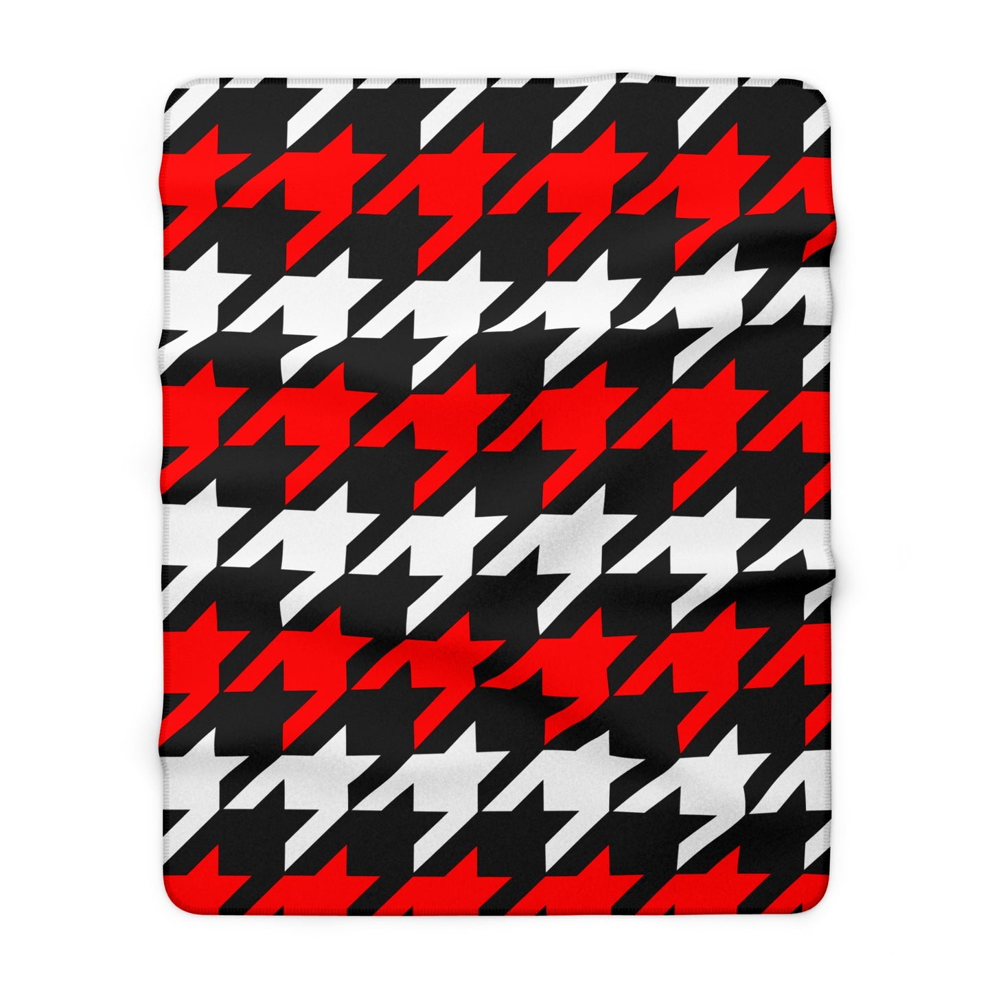 Black, White, Red Retro Houndstooth Blanket Throw