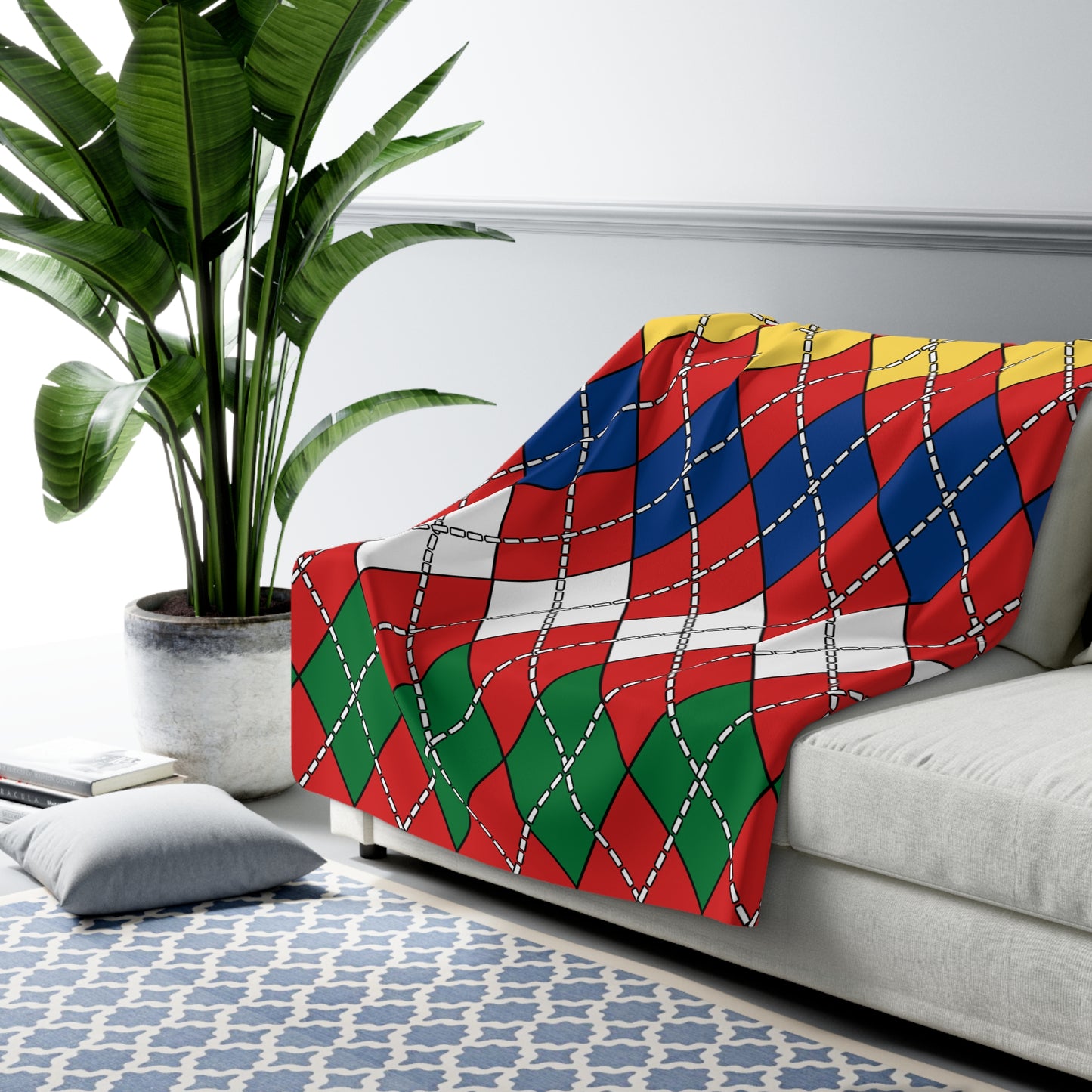 Seychelles Retro Argyle Blanket Throw