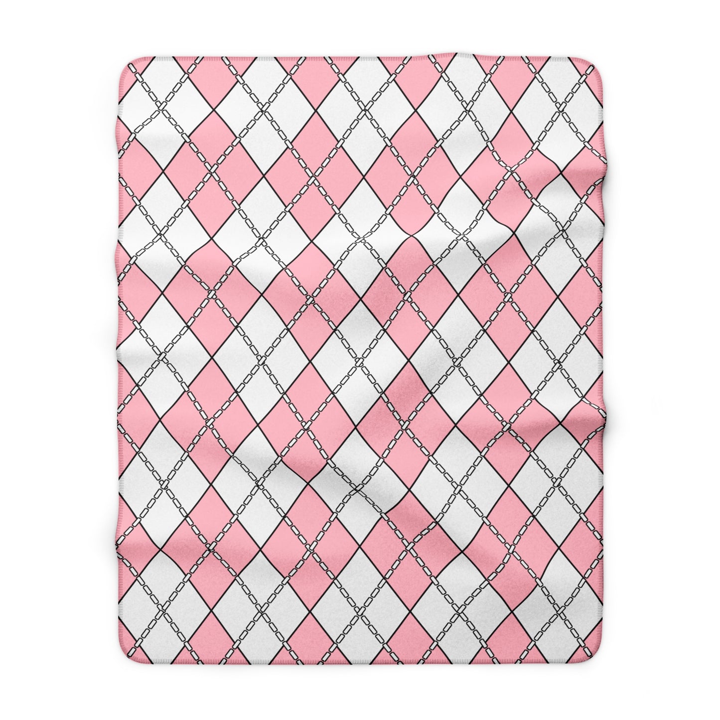Pink, White Retro Argyle Blanket Throw
