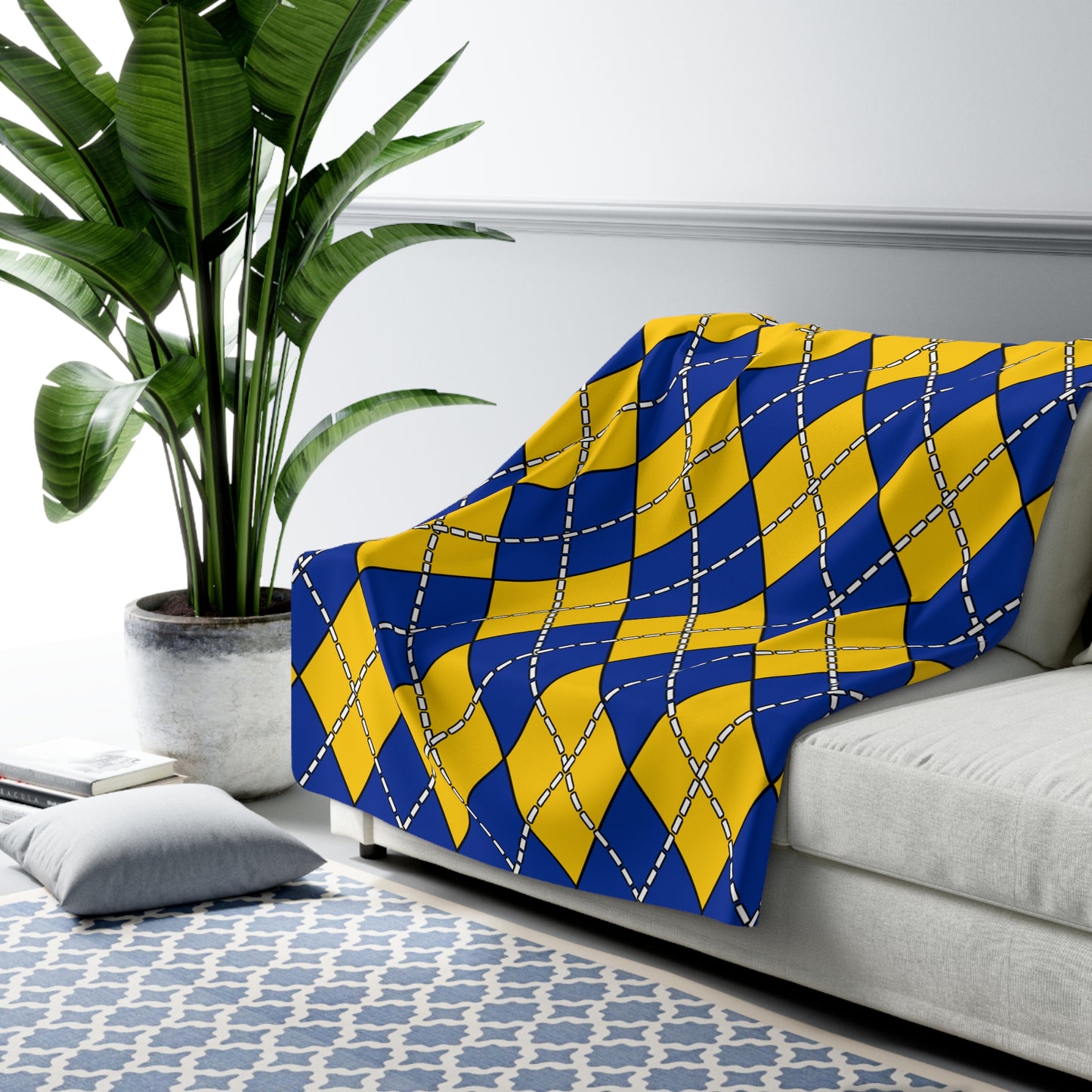 European Union Retro Argyle Blanket Throw