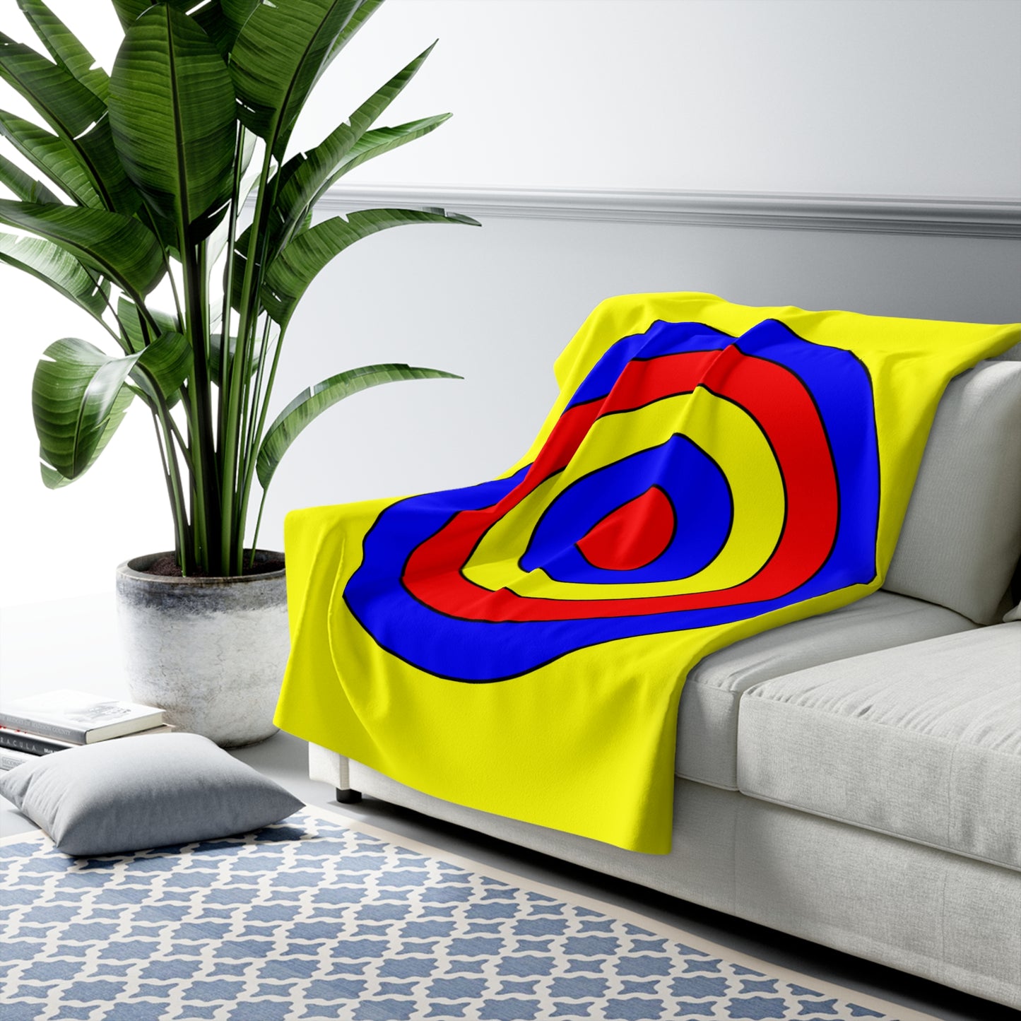 Yellow, Blue, Red Retro Target Blanket Throw