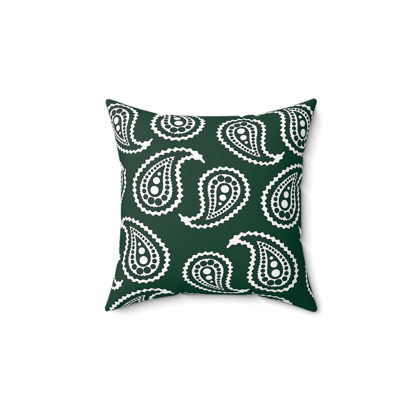 Dark Green, White Retro Paisley Cushion Pillow