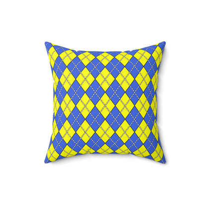 Royal Blue, Yellow Retro Argyle Cushion Pillow