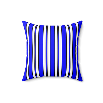 Blue, White Retro Stripes Cushion Pillow
