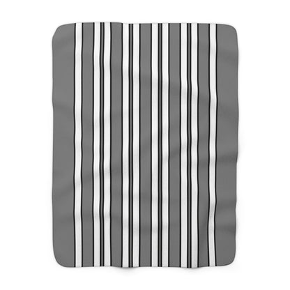Grey, White Retro Stripes Blanket Throw