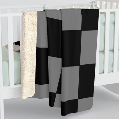 Grey, Black Retro Check Blanket Throw