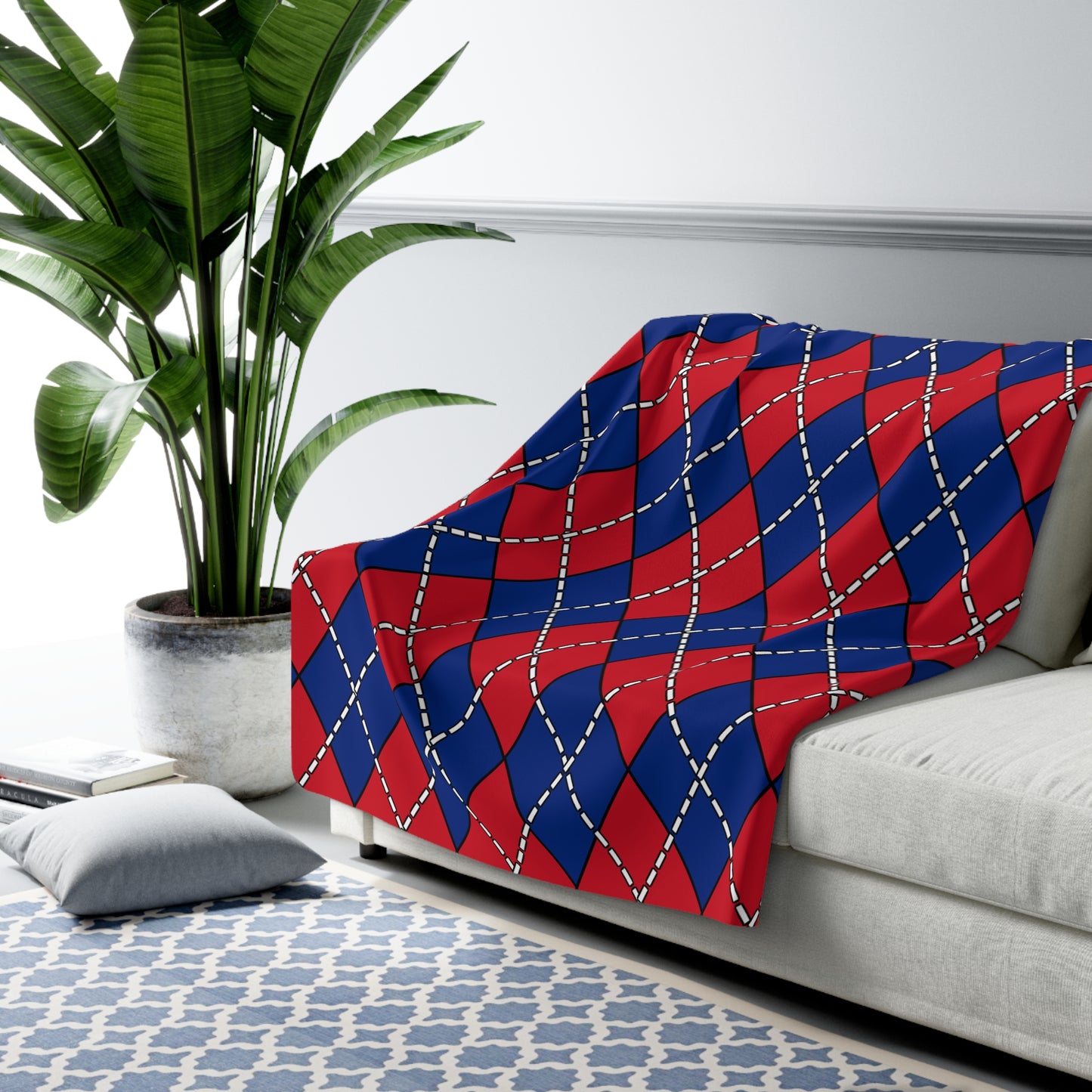 Liechtenstein Retro Argyle Blanket Throw
