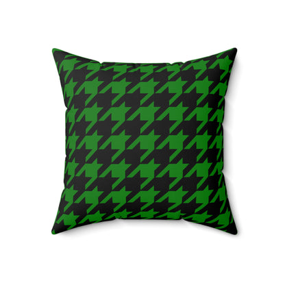 Green, Black Retro Houndstooth Cushion Pillow