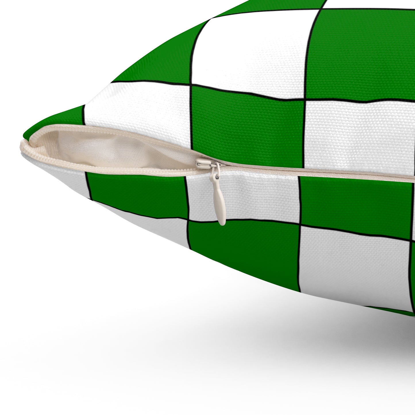 Green, White Retro Check Cushion Pillow