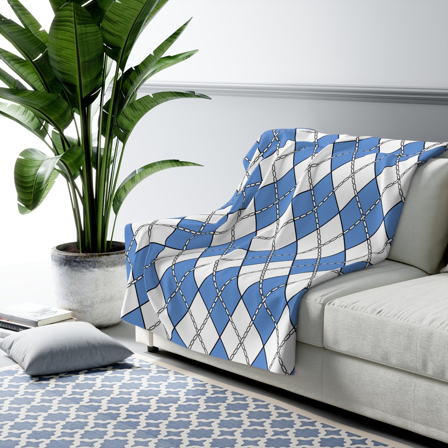 Micronesia Retro Argyle Blanket Throw