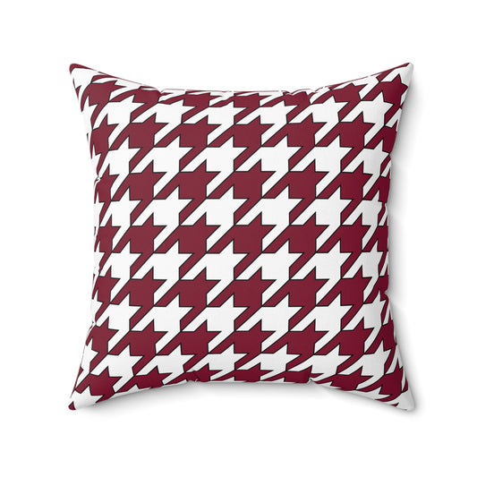 Claret, White Retro Houndstooth Cushion Pillow
