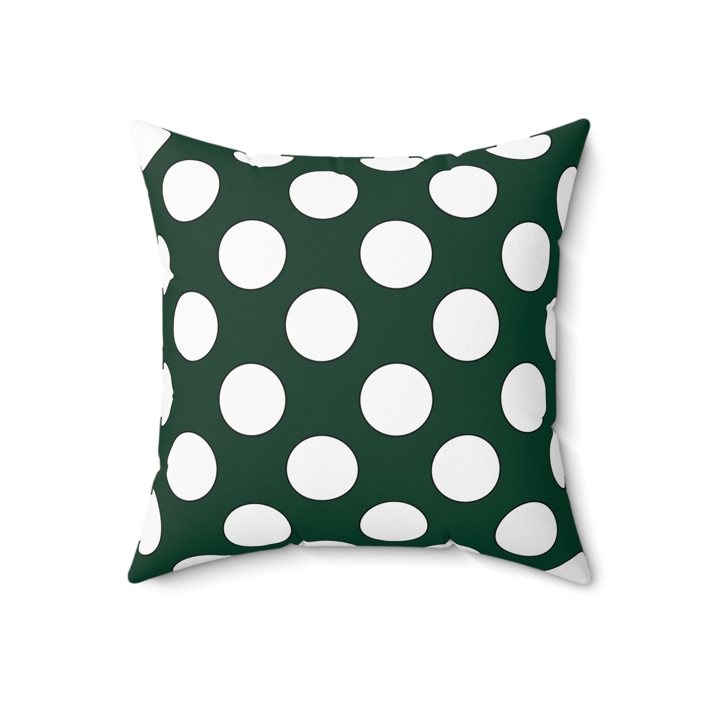 Dark Green, White Retro Polka Dots Cushion Pillow